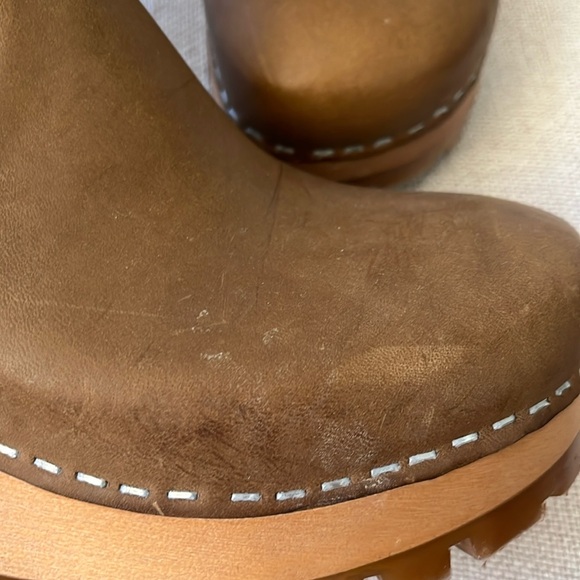 Swedish Hasbeens pull on Plain Boot Clog Boot Tabacco Taupe Color🌈❤️ - Picture 4 of 10